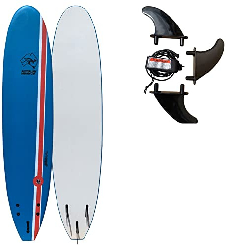8 ft Australian Board Co Pulse Soft Foamie Beginner Surfboard / Kids, Adults / Quality Leash and Fins Included