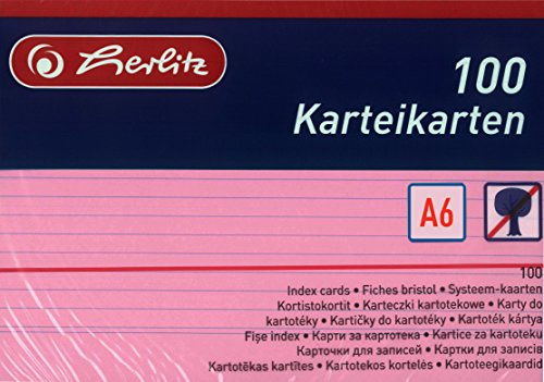 Herlitz Karteikarten A6, Liniert (200 Stück, Rot)