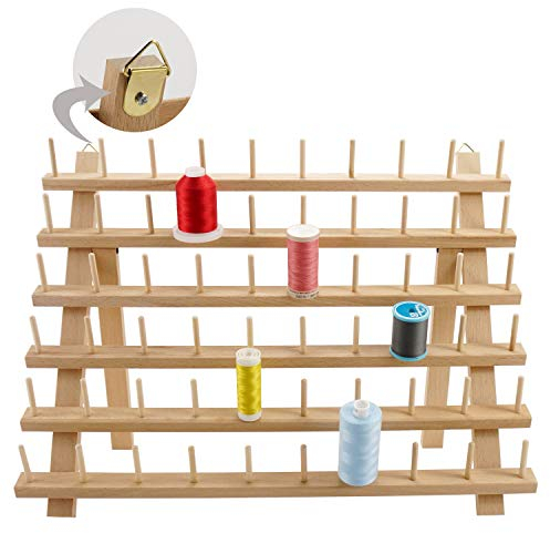 New brothread 60 Spulen Holz Fadenhalter/Garnhalter/Fadenspulen Organizer mit Haken zum Aufhängen für Stickerei, Quilten, Nähen, Haare Flechten