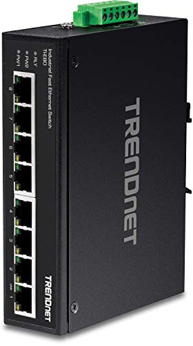 TRENDnet, TI-E80, Commutateur Industriel Fast Ethernet 8 Ports sur Rail DIN, 8 Ports Fast Ethernet, Indice de Protection IP50, capacité de Commutation de 1,6 Gbit/s
