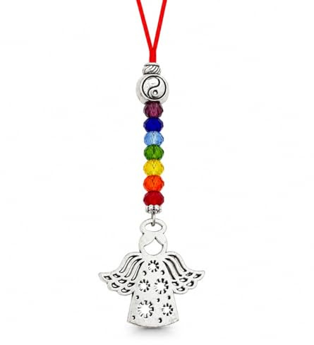 Simboliks Amuleto para coche, ángel de la guarda, protección coche, amuleto de viaje, colgante para puerta, buena suerte, protección en el camino, Armonizador casa, Chakras, Pulsera de obsequio