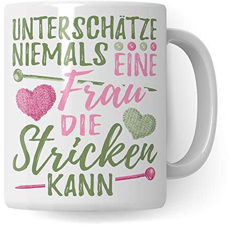 Pagma Druck Tasse Stricken Spruch - Strickerin Geschenk Kaffeetasse Häkeln Geschenkidee - Stricken Nadeln Becher