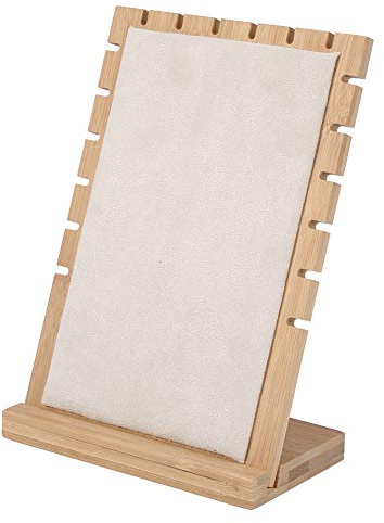 Fockety Soporte para Collar, Expositor de Joyas de Madera, para Arete Colgante para Pulsera con Collar(Beige)