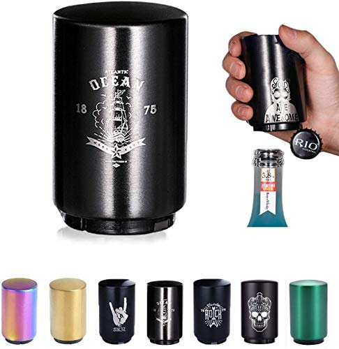 Automatischer Flaschenöffner, Edelstahl Push up Bieröffner Wein Bier Limonade Kronkorkenöffner, Küchenzubehör, Bier öffner Das ideale Geschenk für Männer und Bierliebhaber