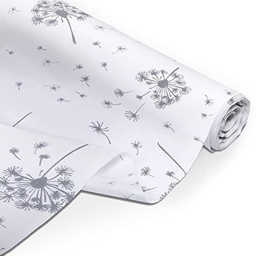 Amilian Baumwollstoff Meterware, Stoffe, Stoffreste, Stoffpaket: ca. 160 cm x 100 cm, zum Nähen, für Patchwork 100% Baumwolle DIY Baumwollstoff, Baumwolltuch, Nähstoffe, Pusteblume Weiß
