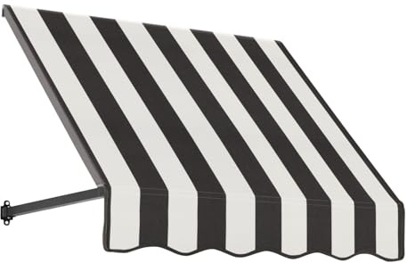 Awntech 3' Dallas Retro (40.5-18-24) Straight Slope Fixed Awning with Anodized Arms, Black/White Stripe