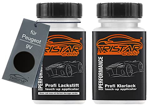 TRISTARcolor Autolack Lackstift für Peugeot 9V Noir Perla Nera Nacre +1K