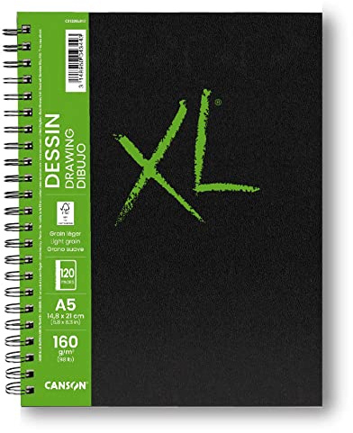 Canson XL Dessin Notizbuch A5, 60 Blatt, fein 160 g, C31200L017, weiß