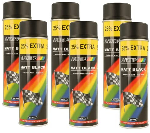 MOTIP Rallye Lackspray schwarz matt 500ml, 6-teiliges Set