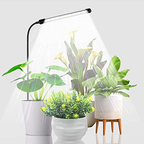 HeaHap Indoor Grow Light, 6000K Full Spectrum Gooseneck Light for Small Plants, Automatic Timer