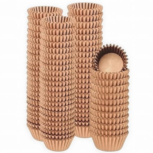 qiqee Forros para cupcakes marrón natural, 1000 unidades, tamaño mini