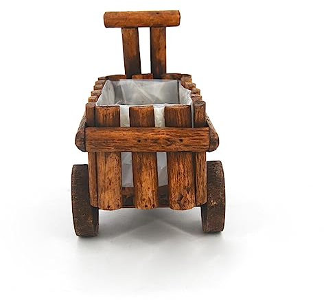 FUNOMOCYA Small Cart Flower Pot Wooden Planter Outdoor Garden Decor Multi-functional Artificial Plant Pot