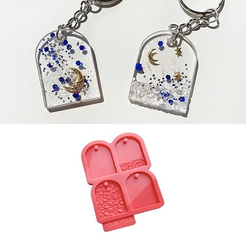 MelbMolds - Moule en silicone à résine époxy pour arc - Créez des porte-clés demi-ovales, un pendentif demi-cercle, des étiquettes pour animaux de compagnie (chiens/chats) et des bijoux DIY.