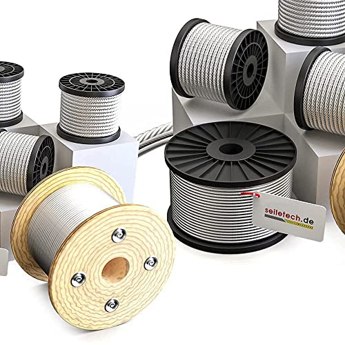 Seiletech.de Cuerda de acero inoxidable, 3 mm, 30 m, acero inoxidable AISI 316 inox, 7 x 7 mm, suave, cuerda de alambre inoxidable, industrial, navegación, transporte, escalada, barandilla,