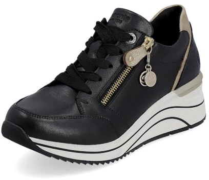 Remonte Damen Low-Top Sneaker D0T03, Frauen Halbschuhe,lose Einlage,Turnschuhe,Laufschuhe,schnürschuhe,schnürer,Business,schwarz Kombi (01),40 EU