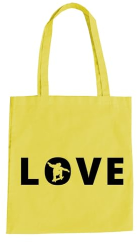 Love Skateboard Baumwolltasche - Skates Skaten Skatepark Half Pipe Sport Gelb
