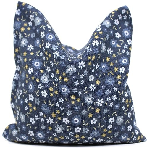 Kirschkernkissen 12x12cm - Bio Stoff Blümchen-blau - Wärmekissen & Kältekissen - Körnerkissen