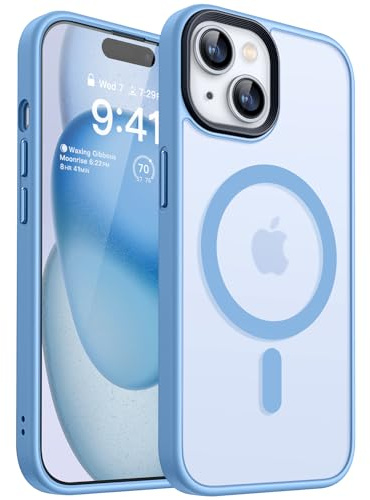 CANSHN Magnetisch für iPhone 15 Hülle für MagSafe [TOP Magnetische Adsorption] [Militärschutz] Schutzhülle Samtige Touch Matt Anti-Kratzen Handyhülle iPhone 15 Case, Himmelblau