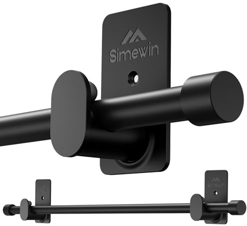SIMEWIN Curtain Rods No Drilling for Windows 30 to 45 Inches,5/8 Inch Diameter No Drill Small Curtain Rod Set with 3M Adhesive Brackets, Black