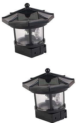 Uonlytech 2 Stücke Garten Leuchtturm Rotierenden Licht Solar Power Landschaft Lampe Dekorative Outdoor Garten Lampe Pfosten