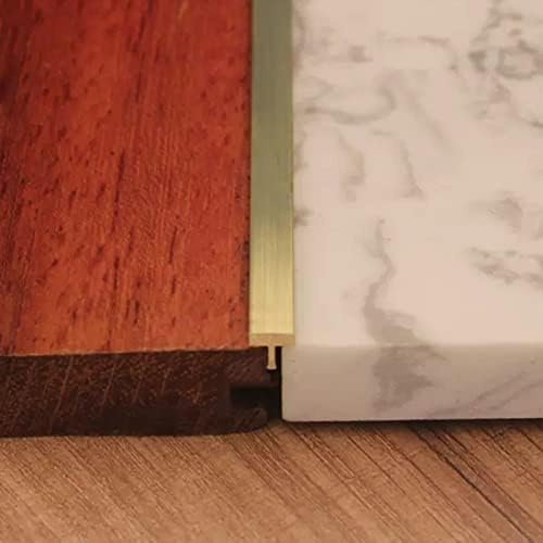 Bandes De Transition Bois-carrelage en Laiton, Bandes De Connexion pour Espace De Sol Moulé en T, Barre De Garniture De Bordure De 1 M De Long pour Plancher en Bois Dur À Stratifié,6 Mm De Large,H