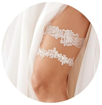 Lace White Garter Belt Set - 2 Thigh Garter Belts for Bride's Wedding Accessories