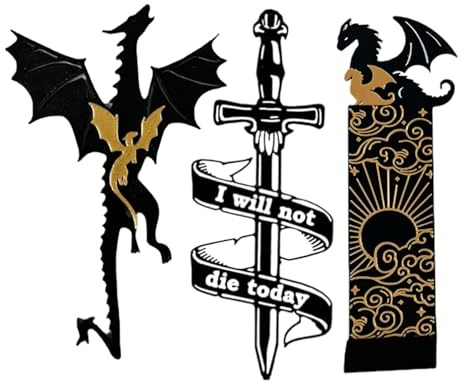 Huasean Drachen-Lesezeichen – Schwarze Und Goldene Drachen Mit Sonne Und Wolken, Cooles Lesezeichen Für Buchliebhaber, Bücherregal-Dekoration, Vintage-Gothic-Drachen-Buchmarker Für Jungen Und Mädchen