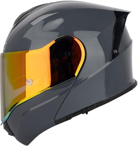 Modularer Integral-Motorradhelm Mit Schnellverschluss Klapphelm Mit Zweischichtigem Integriertem Visier DOT/ECE-Zugelassen Für Renn- Und Geländefahrzeuge 2,M(57-58CM)