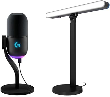 Logitech G Yeti GX Dynamic RGB Gaming Microphone & Litra Beam LX Dual-Sided Streaming Key Light, Streaming Mic & Light Kit for Gaming – LIGHTSYNC RGB, PC/Mac - Black | For Laptop/PC, Low-Profile-Switches, LIGHTSYNC RGB, kabellos, Bluetooth, Deutsches QWERTZ-Layout - Schwarz