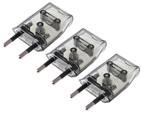 Eurostecker 6A 230V Flachstecker, Geraucht, 3 Stücke | Schuko Stecker - Flach, Stromstecker - Flach, 2-polige Flachstecker, Europäische Flachstecker, Einfache Installation