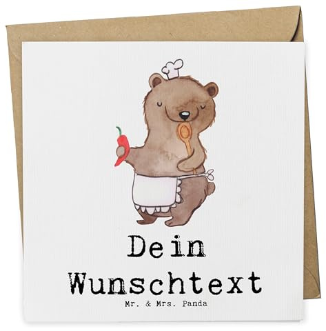 Mr. & Mrs. Panda Personalisierte Karten Koch Herz - Geschenke, Postkarte personalisiert, Küchenmeister, Chefkoch, Restaurant, karte, Grußkarten, Grußkarte, individuelle, Geschenk, Spruch