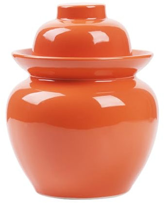 QDZC Ceramic Pickle Jar With Lids,Large Traditional Chinese Porcelain Pickle Jar Pickling Jars,Ceramic Fermentation Crock With Water Seal Airlock Lid,Sauerkraut Crock orange-10L