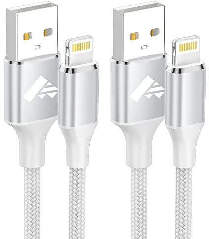 Aioneus Cable Cargador iPhone 1M 2Pack, [Apple MFi Certificado] USB Cable iPhone Carga Rápida Nylon Trenzado Cable Lightning para iPhone 14 13 12 11 Pro XS MAX XR X 8 7 6S 6 Plus 5 5S, iPad