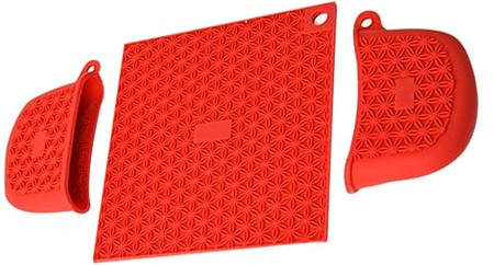 Copri Manico Pentola in Silicone 3 Pezzi Rosso per Cucina | Uso Domestico e Ristorazione, Protezione Termica per Mani, Accessorio Compatto Facile da Posizionare