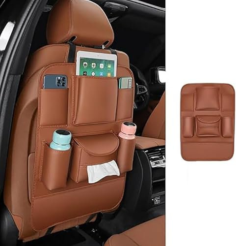 YZECEBNF Auto Rückenlehnenschutz Für VW Golf 4 6 7 GTI Tiguan Passat B5 B6 B7, Leder Rücksitz Organizer Rückenlehnenschutz Rücksitz Autositze Anti Kick Pad Rückenlehnen Utensilientaschen Reisezubehör