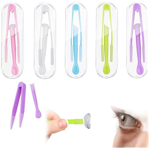 5 lenti a contatto, ausilio per rimuovere le lenti a contatto, rimozione lenti morbide, pinzette per lenti a contatto, lenti morbide da viaggio