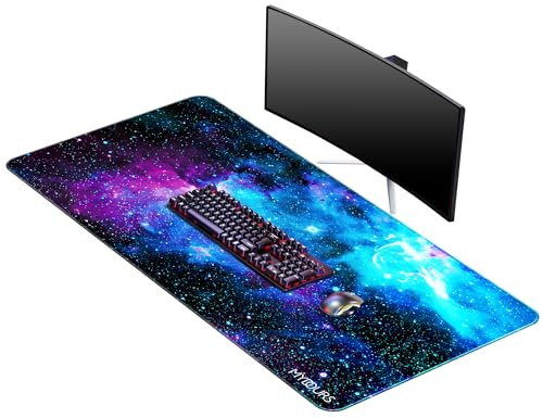 Mydours 110 x 50 cm Gaming-Mauspad, große Schreibtischunterlage Universum | XXL Desk Mat with Non-Slip Base, Smooth Fabric and Extended Rubber Pad – For keyboard pad the Office and Work