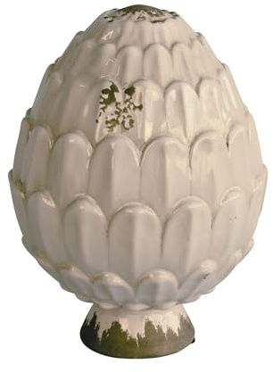 Zapfen aus Keramik weiß 20 cm hoch Rosenkugel für Stab Dekokugel Gartendeko