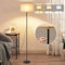 GBLY lampadaire salon lampadaire vintage : lampadaire LED dimmable 136cm lampadaire beige abat-jour 3000K-6500K lampe de salon interrupteur à tirette tissu rétro lampe de lecture pour chambre bureau