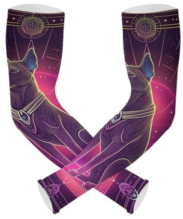 WDdZzyy 1 paio di manicotti di raffreddamento per il braccio dei tarocchi al neon con protezione UV per bambini, pallavolo, basket, ciclismo, Carte Tarocchi Mistero Cane Neon, Taglia unica