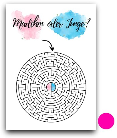 RXLITE 10 Baby Shower Spielkarten Labyrinth Geschlecht Enthüllung Mädchen Gender Reveal Party hochwertige Karten für werdende Mama Mutter umweltfreundlich Geschenkidee Geburt Erinnerung