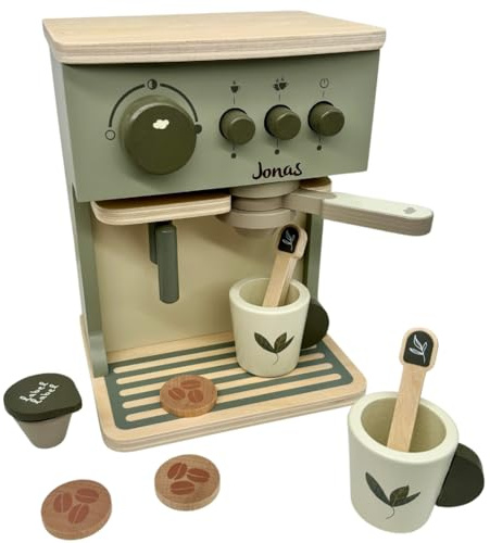Machine à café pour enfant - Olive - Personnalisable - Jouet en bois fait à la main à partir de 3 ans - Label Label Accessoires Cuisine de jeu - Cadeau d'anniversaire pour enfants - Jouet avec nom