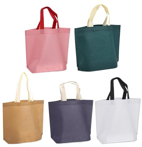 5-pack Återanvändbara Väskor Med Handtag, Shoppingväska Med Kapacitet, Shoppingväskor I Non-woven Tyg För Marknad, Skol, Utomhusbruk