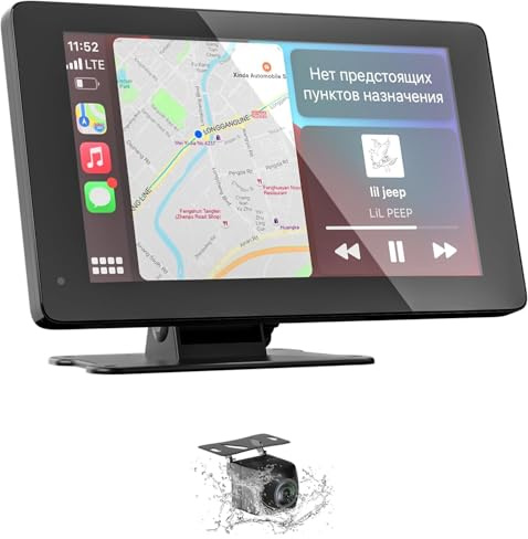 7 Wireless Portable Car Play Screen for Apple CarPlay & Android Auto,Portable Touch Screen GPS Navigation for Car,Car Audio Receivers with Bluetooth,Airplay,AUX,Screen Backup Camera
