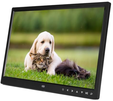 Annadue 15 Zoll Digitaler Bilderrahmen, Smart WiFi Digital Photo Frame mit 1920x1080 HD Großer Bildschirm, Drahtloser Cloud -Transfer, Schlafmodus, Fernbedienung (EU-Stecker)