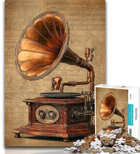 Puzzles pour Adolescents, Gramophone rétro, Puzzles pour Adultes, 1000 pièces, Jouets éducatifs, Jeux Anti-Stress, décoration Murale, 50x75cm