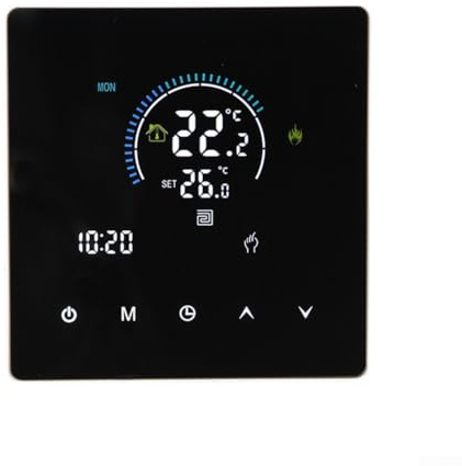 Termostatos digitales para calefacción por suelo radiante, 86 x 86 mm, de alta potencia, 25 A, control de temperatura ajustable (negro)