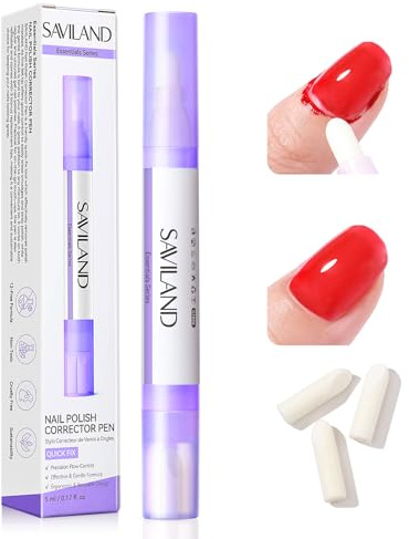 SAVILAND Nagellackentferner Stift: Schneller Nagellack Korrekturstift Acetonfrei Nachfüllbar Nail Polish Remover Pen zum Korrigieren Nagellack Reinigen Nagelhaut & Nagelränder mit 3 Ersatzspitzen 5 ml
