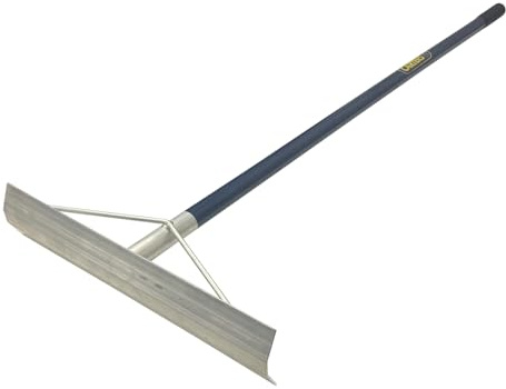 Rastrillo de hormigón de aluminio de 59 pulgadas con colocador de 19.7 x 5 pulgadas, herramienta resistente para trabajos de acabado, rastrillado y nivelación de hormigón, mango soldado para uso