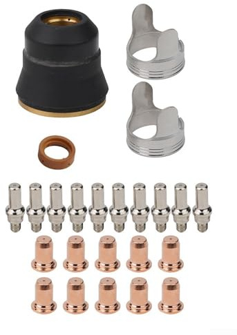 PT60 IPT60 kompatibles Plasmaschneider-Verbrauchsset mit 24 Elektrodenspitzen-Abstandshaltern für JASIC PRO CUT 45 Taschenlampen-Ersatzteile